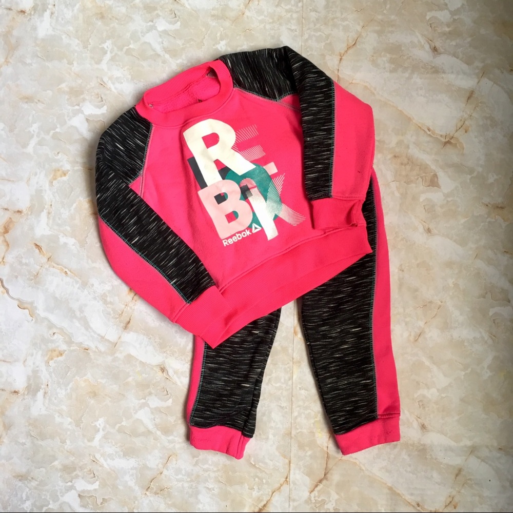 Reebok Girls Pink and Black Sweatsuit, 2T